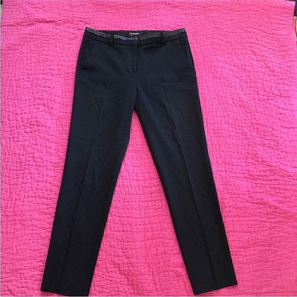 The Kooples Black Leather Trim Trousers, S